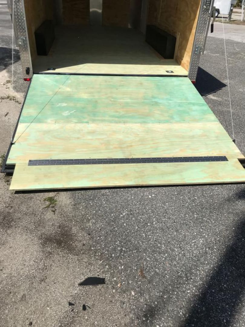Empty trailer with ramp down