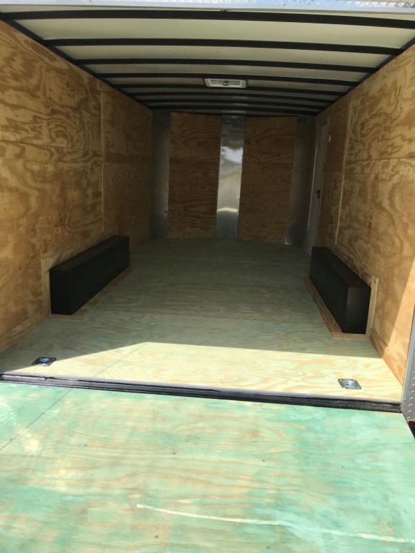 Empty wooden trailer interior