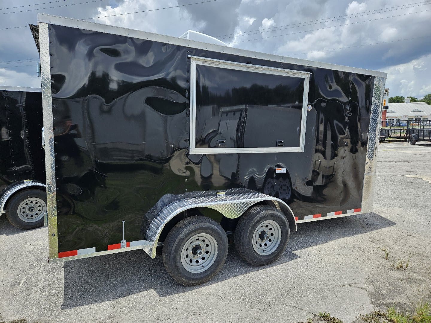 Small catering trailer with serving window