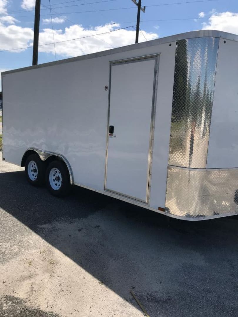 Cargo trailer with diamond plate front