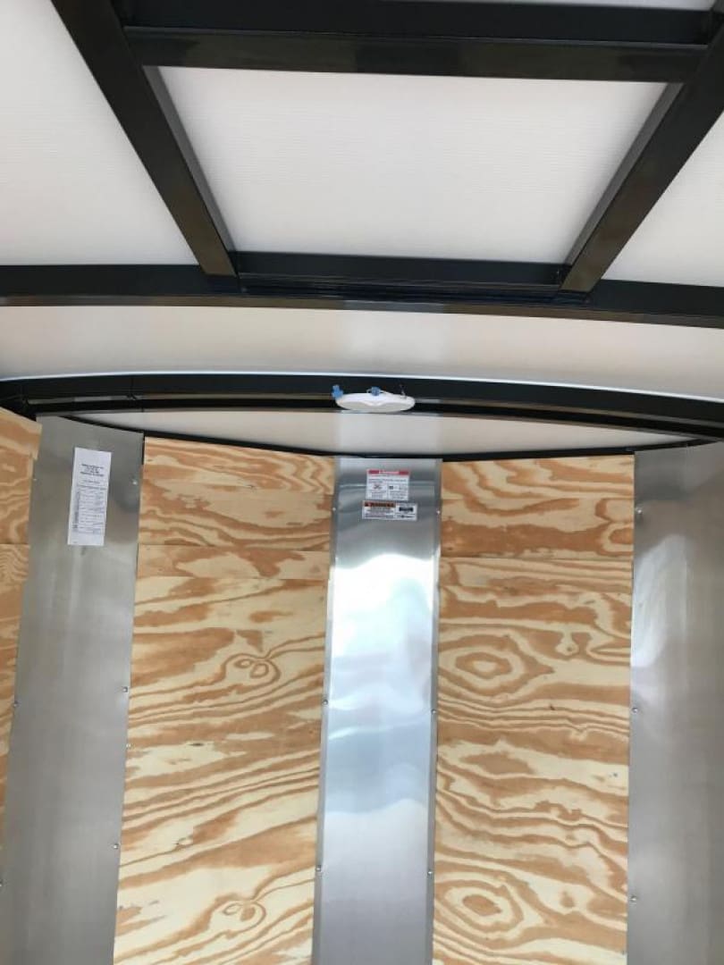 Metal-framed trailer ceiling and walls