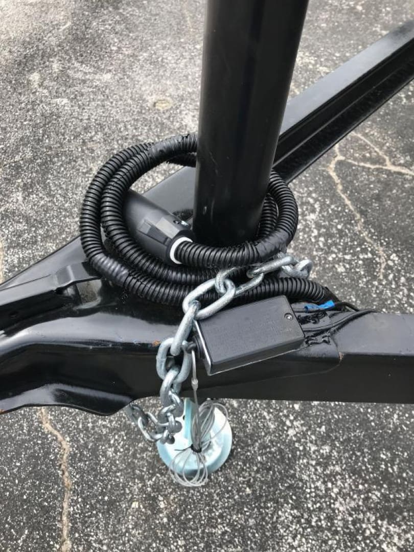 Trailer hitch on asphalt surface