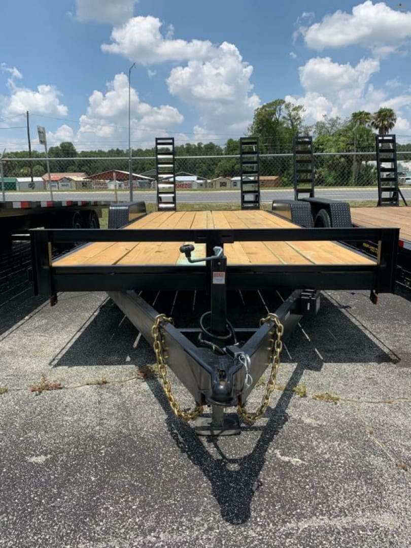 Industrial trailer with wooden deck