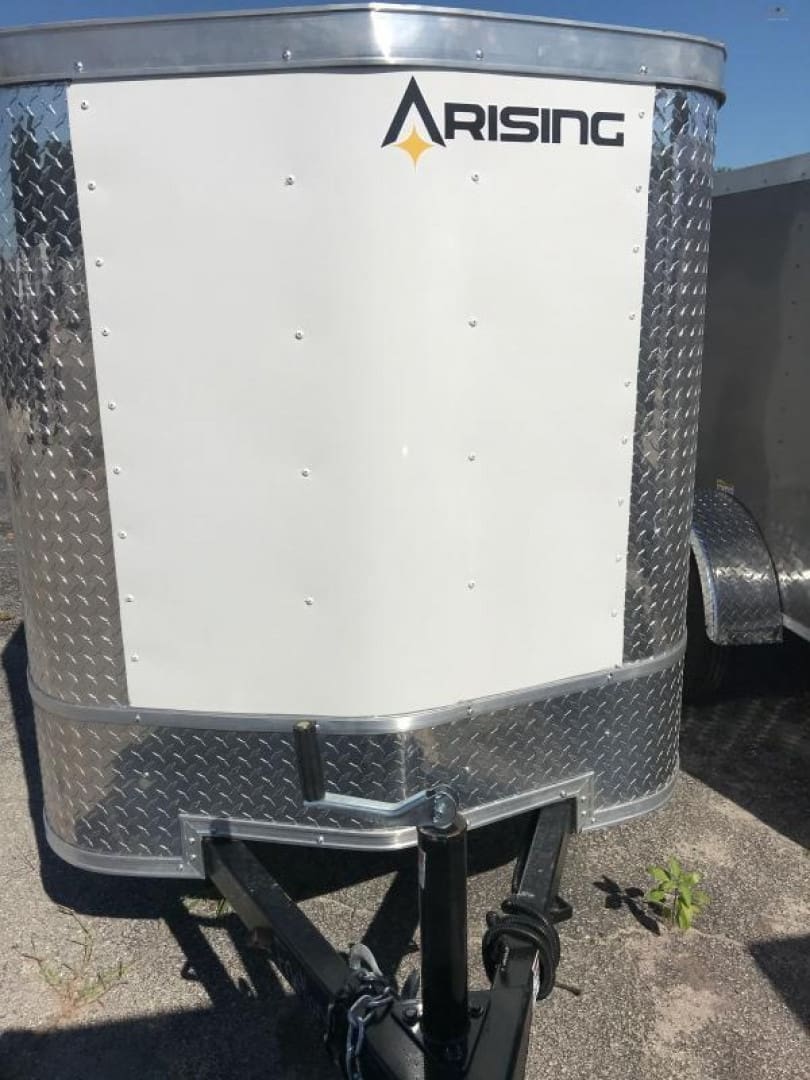 White and silver cargo trailer