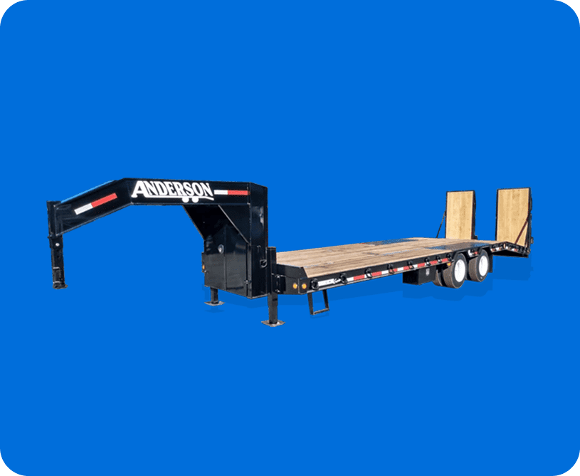 Anderson gooseneck flatbed trailer with ramps