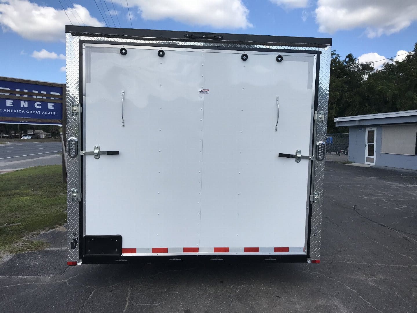 Closed trailer parked outdoors