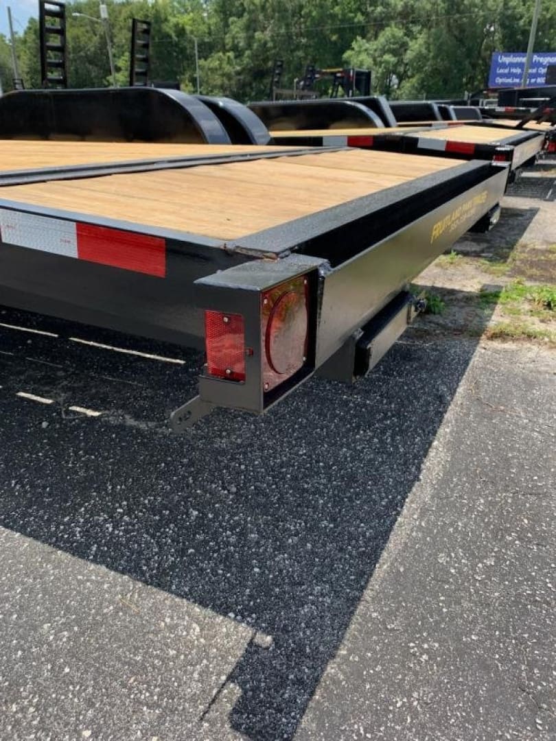 Close-up of flatbed trailer corner
