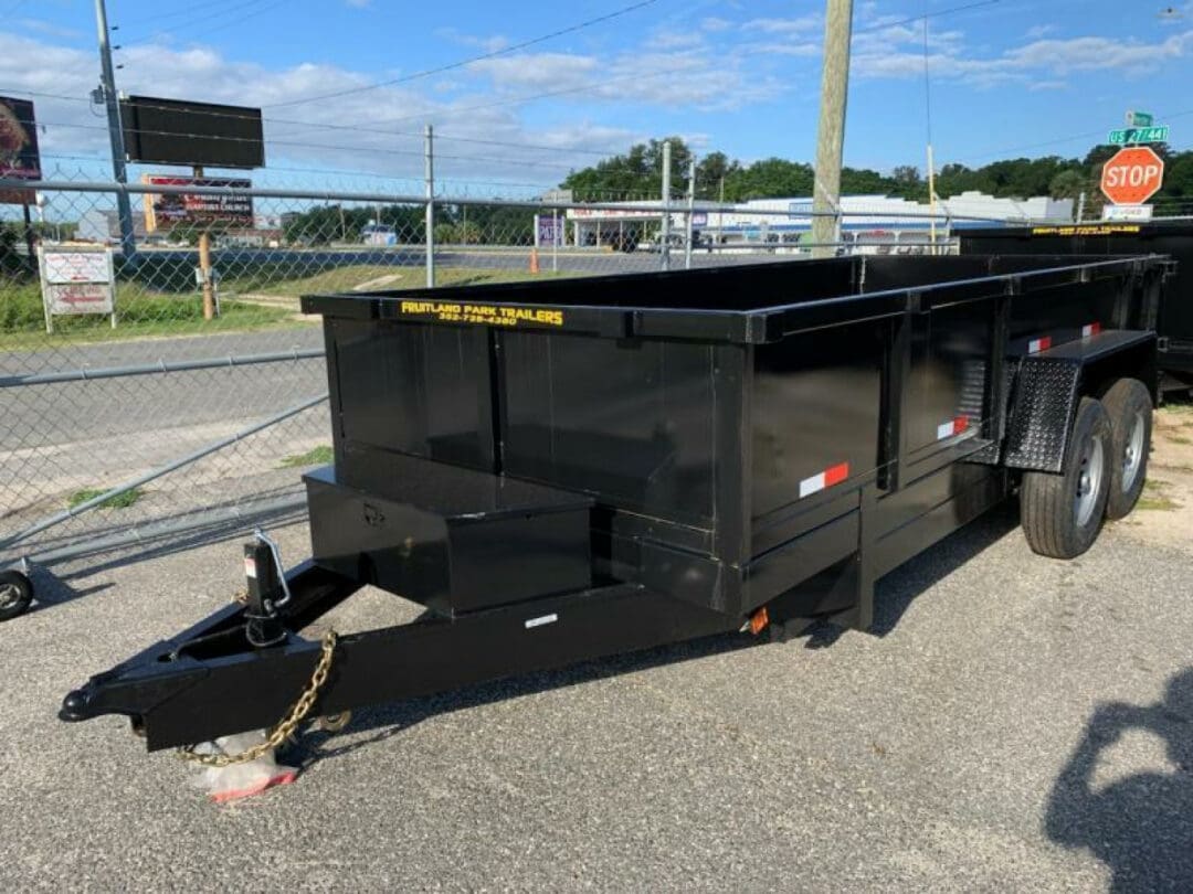 Dual-axle trailer in outdoor setting