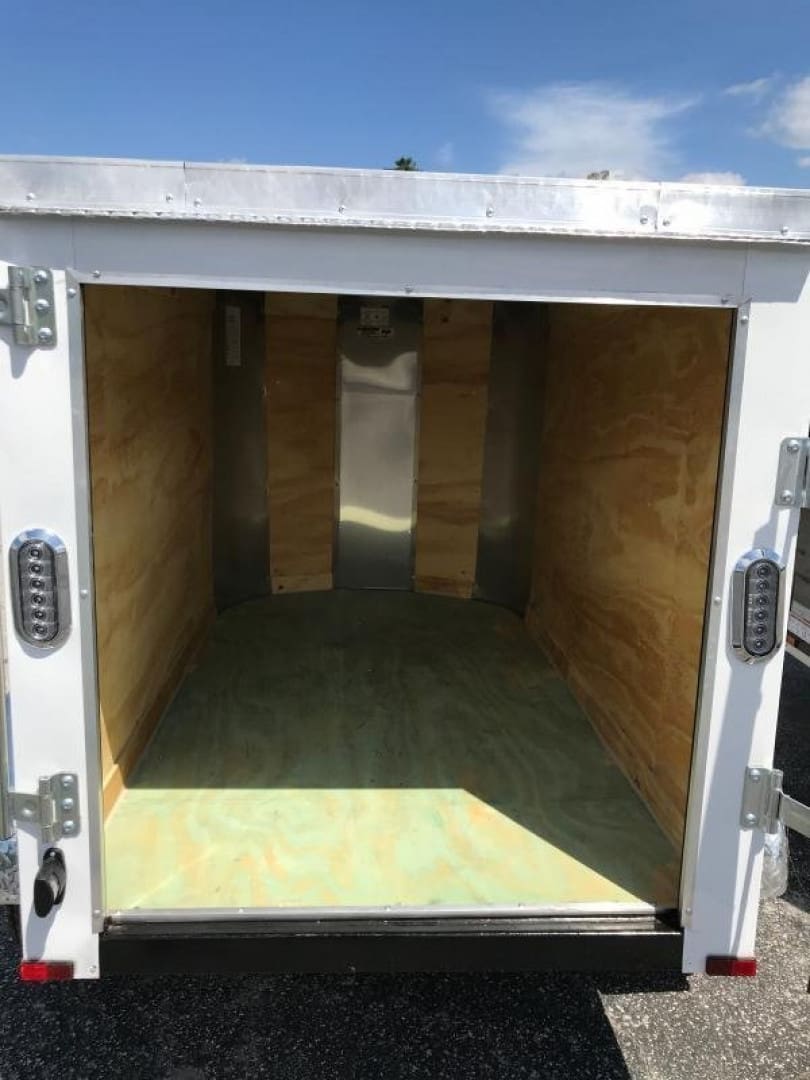 Empty cargo trailer with open door