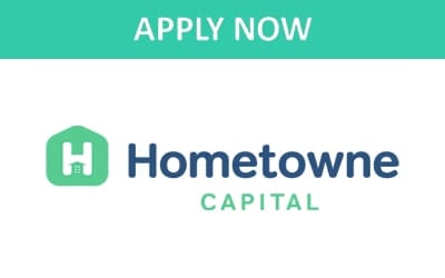 Green and blue Hometowne Capital logo
