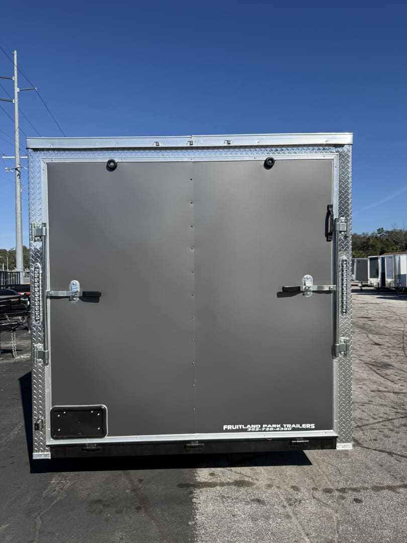 Metal trailer parked outdoors