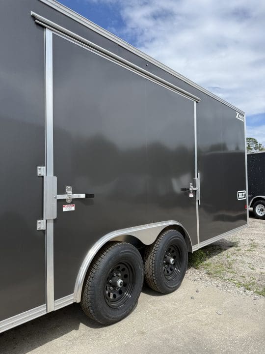 Large storage trailer under cloudy sky