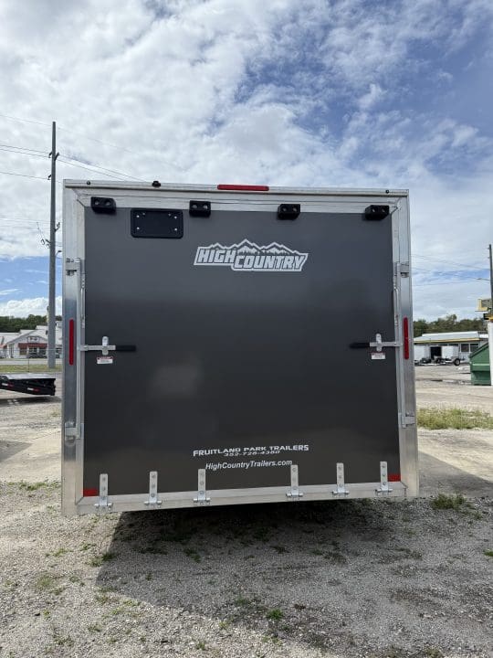 Enclosed trailer parked outdoors