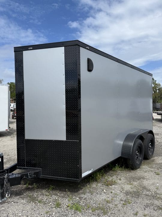 Cargo trailer under blue sky