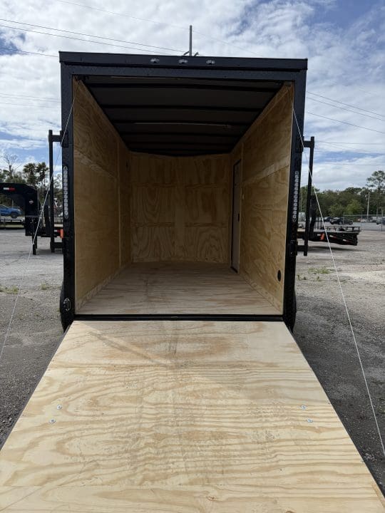 Wooden interior of a trailer