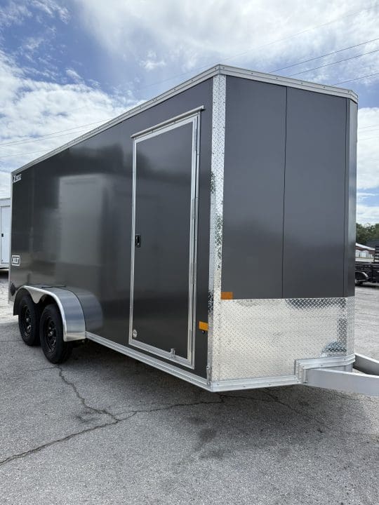 Side view of a utility trailer