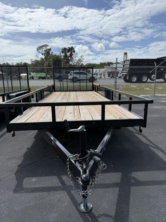 Flatbed trailer with wooden deck