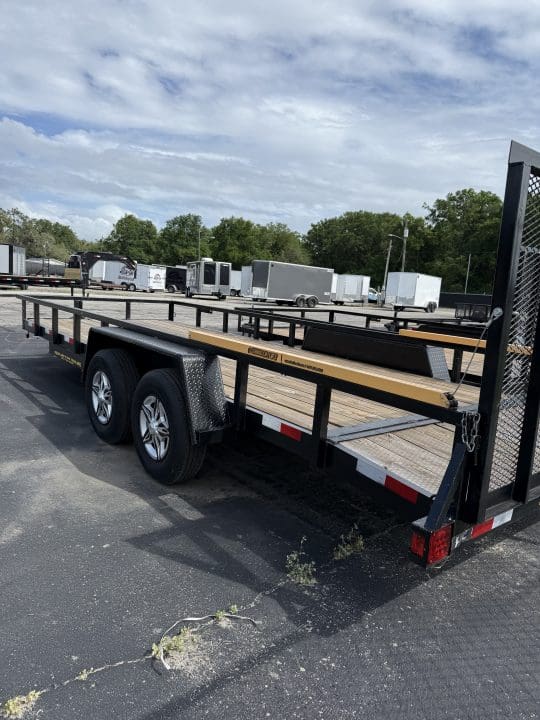 Black trailer with wooden bed