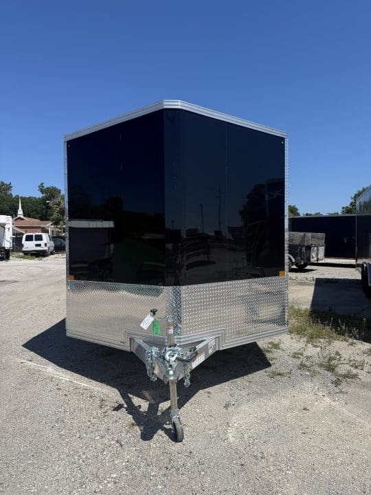 Enclosed trailer with shiny metal accents