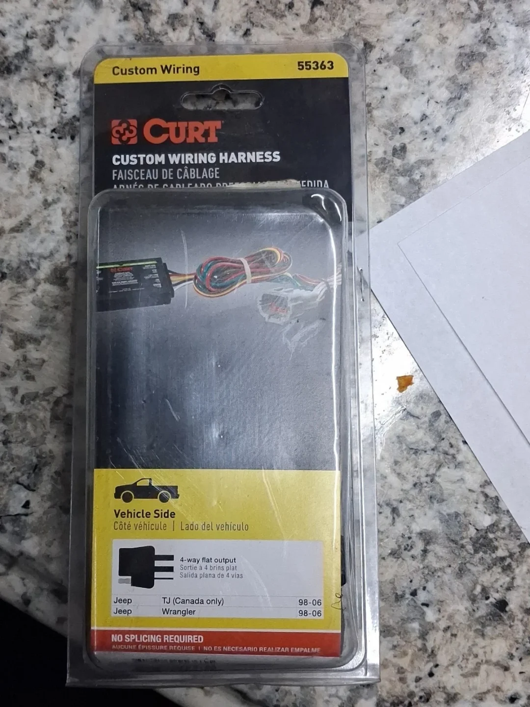 55363 Curt Custom Wiring Harness for Jeep Wrangler 1998-2006 Trailer Wiring