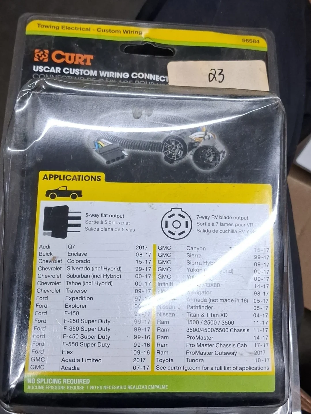 CURT 56584 Replacement OE 5-Way Flat Socket, USCAR 5 pin Trailer wiring harness