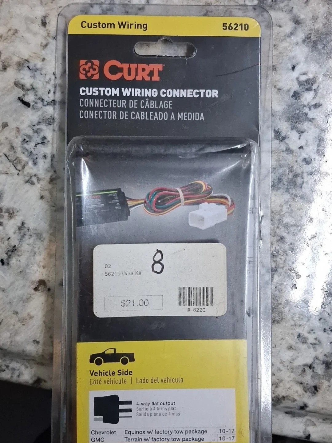 CURT 56210 Custom 4-Flat for Select Chevy Equinox, GMC Terrain, Need Tow Package