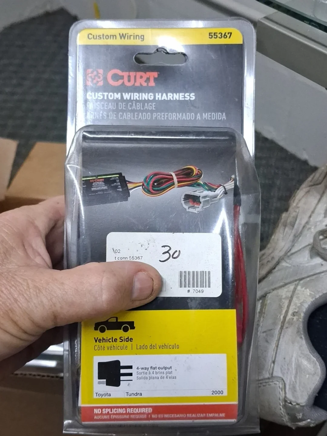 CURT 55367 Custom 4-Flat for Select Toyota Tundra, OEM Tow Package Required