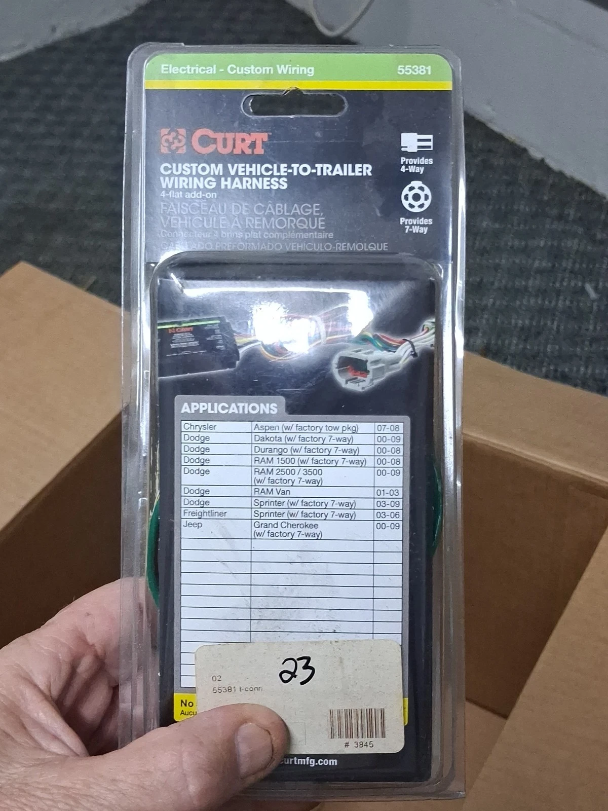 Curt 55381 Vehicle-Side Custom 4-Pin Trailer Wiring Harness; Select Chrysler