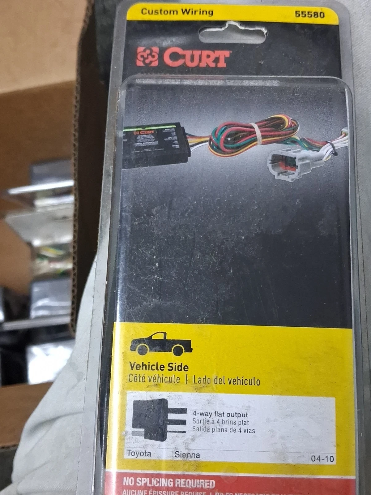 CURT 55580 Custom Wiring Harness, 4-Way Flat Output for Select Toyota Sienna