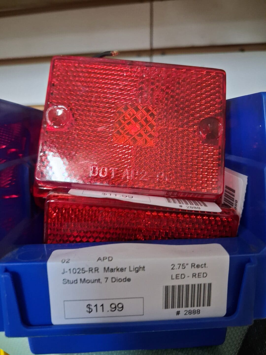 Red Rectangle Marker Light Stud Mount